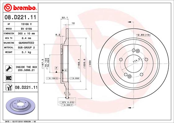A.B.S. 08.D221.11 BREMBO Bremsscheibe
