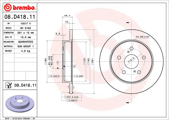 A.B.S. 08.D418.11 BREMBO Bremsscheibe