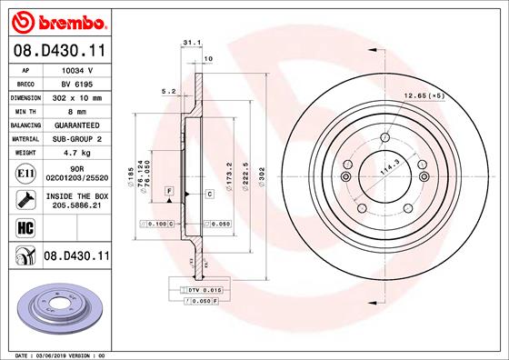 A.B.S. 08.D430.11 BREMBO Bremsscheibe