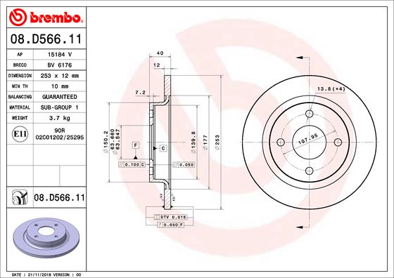 A.B.S. 08.D566.11 BREMBO Bremsscheibe