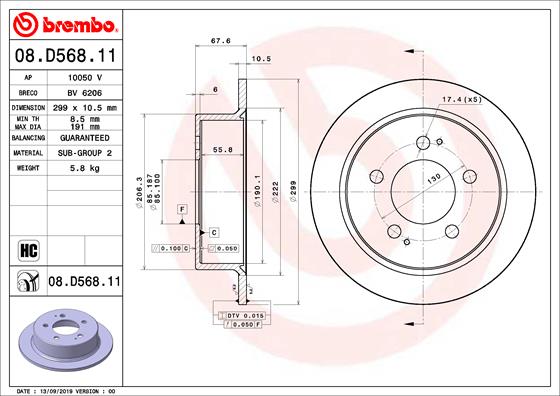 A.B.S. 08.D568.11 BREMBO Bremsscheibe