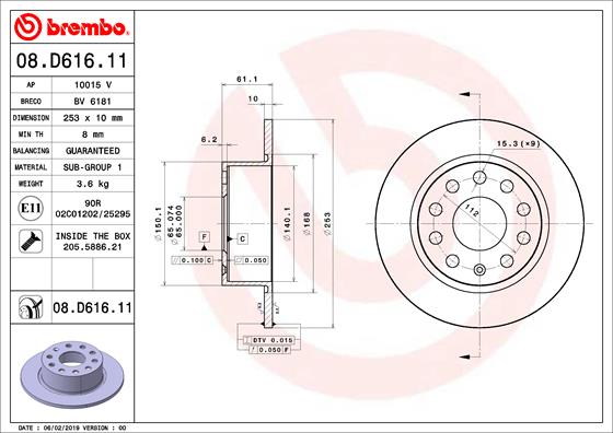 A.B.S. 08.D616.11 BREMBO Bremsscheibe