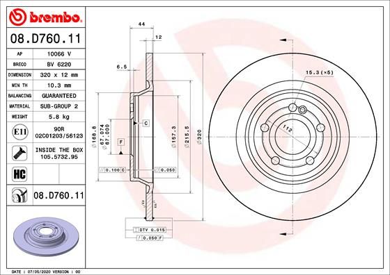 A.B.S. 08.D760.11 BREMBO Bremsscheibe