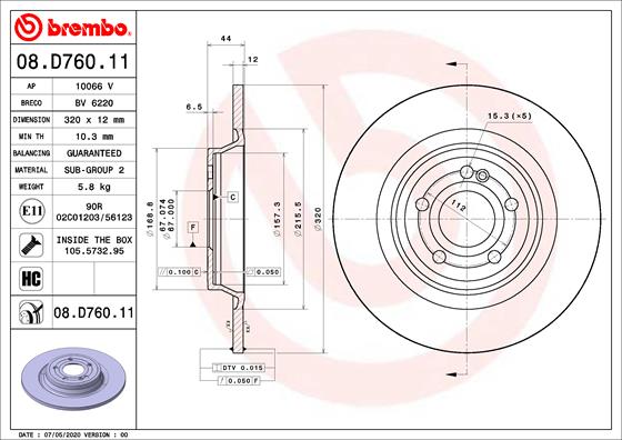 A.B.S. 08.D760.11 BREMBO Bremsscheibe