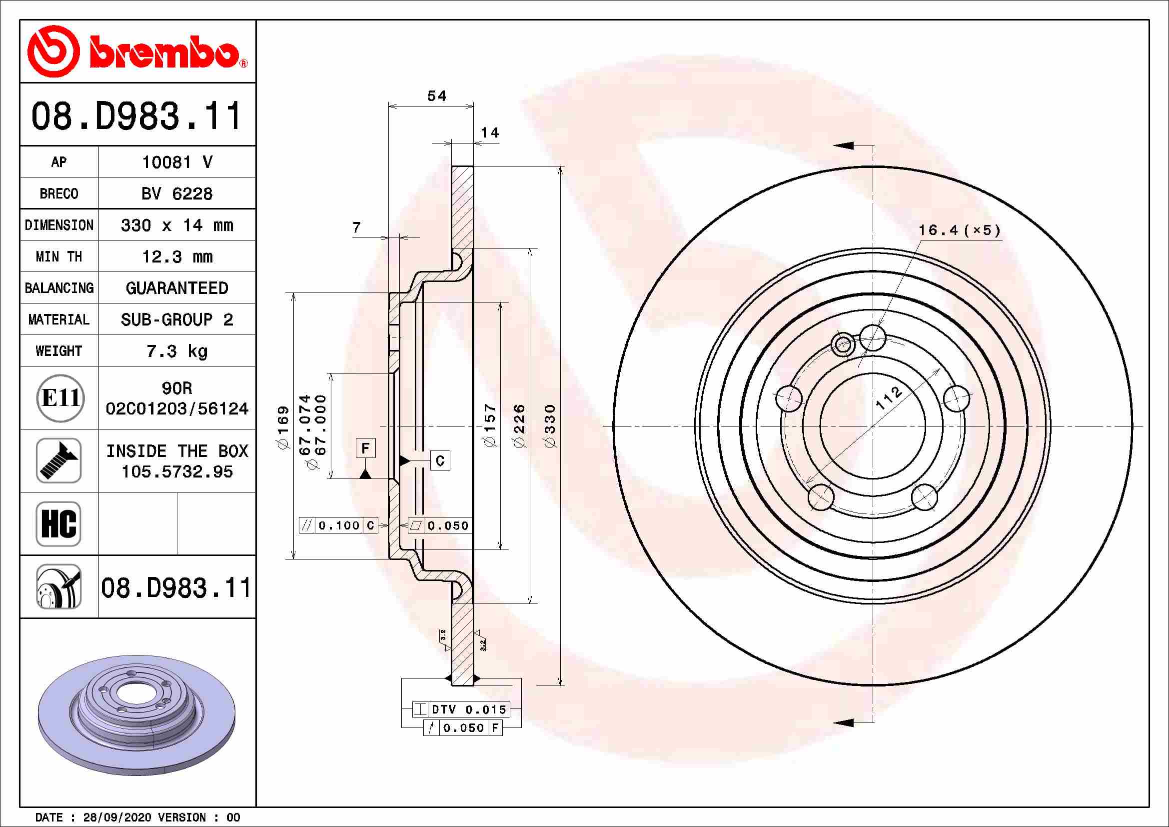 A.B.S. 08.D983.11 BREMBO TWO-PIECE DISCS LINE Bremsscheibe