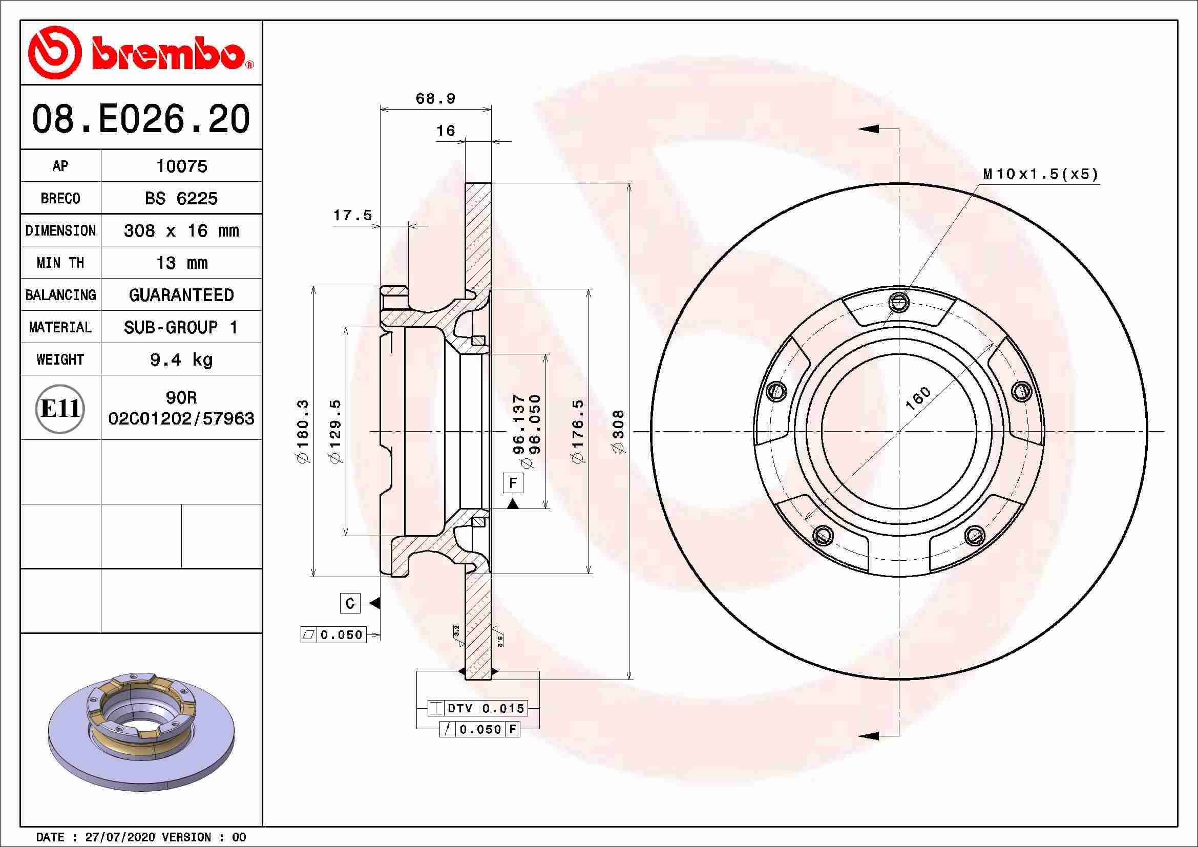 A.B.S. 08.E026.20 BREMBO Bremsscheibe