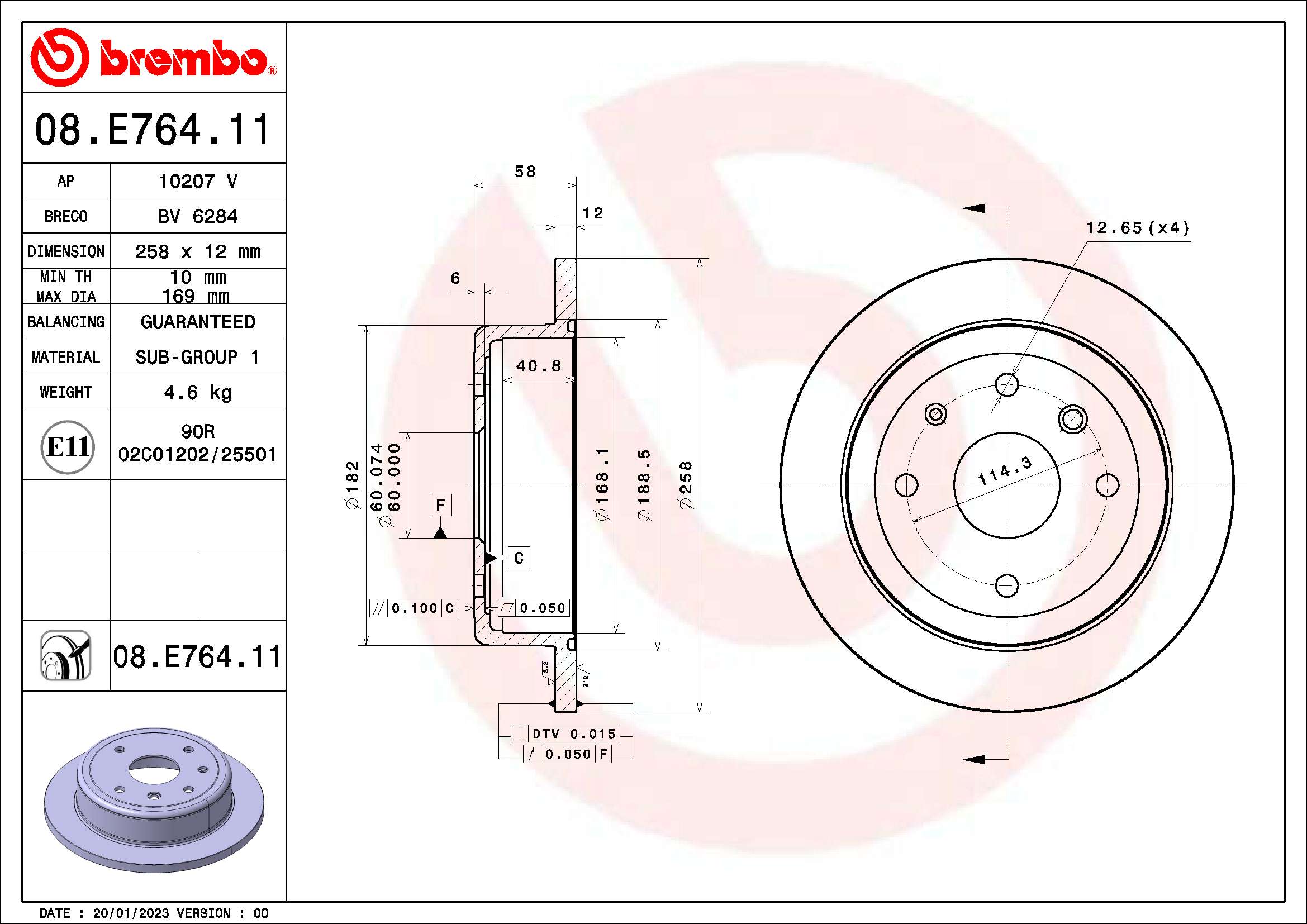 A.B.S. 08.E764.11 BREMBO Bremsscheibe