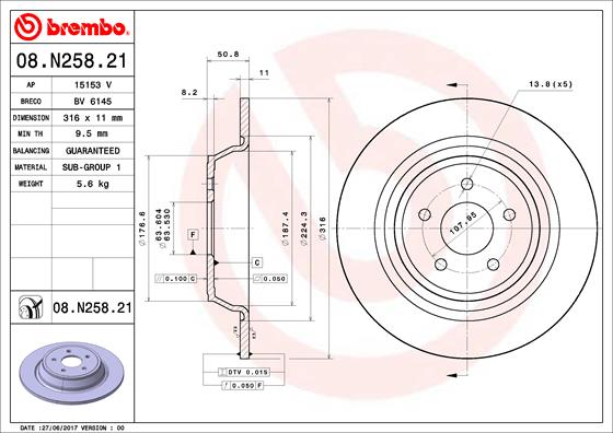 A.B.S. 08.N258.21 BREMBO Bremsscheibe
