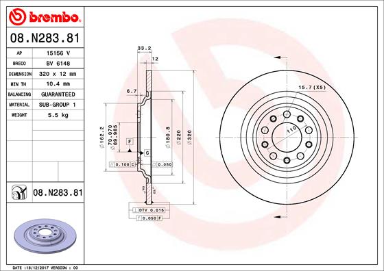 A.B.S. 08.N283.81 BREMBO COATED DISC LINE Bremsscheibe