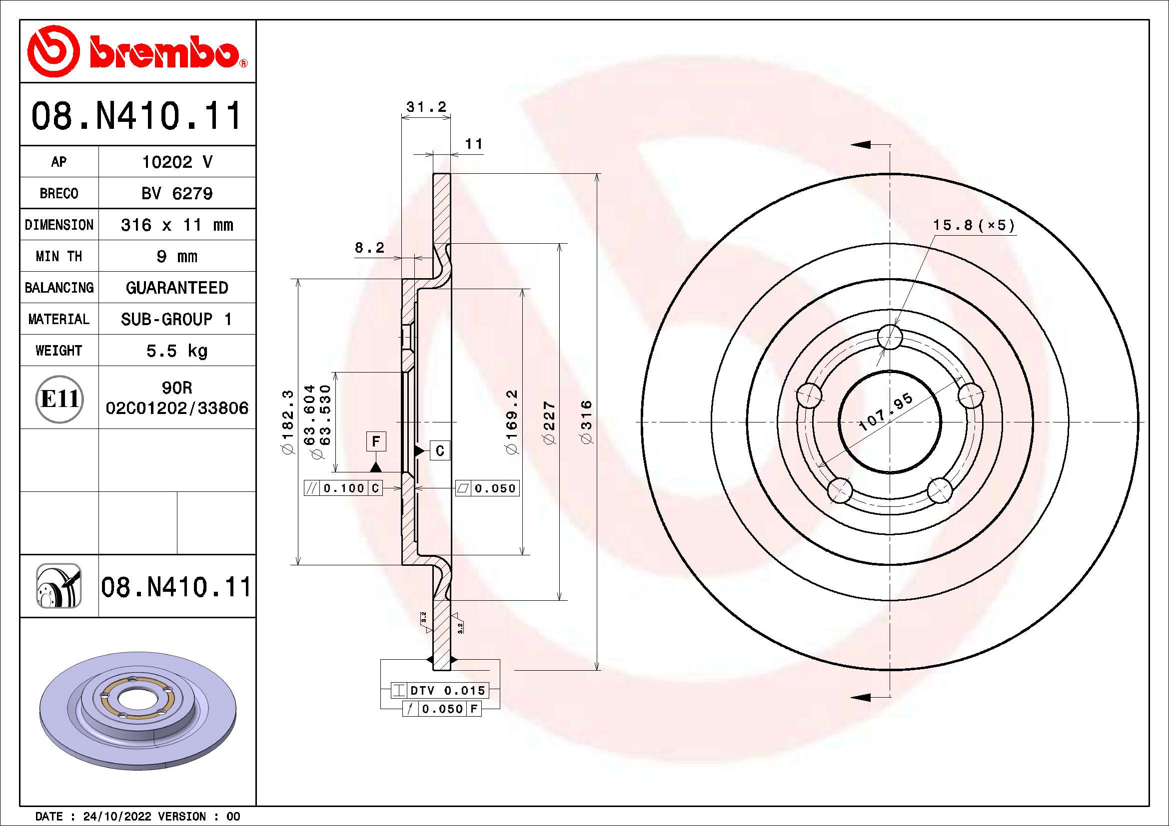 A.B.S. 08.N410.11 BREMBO Bremsscheibe