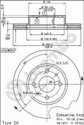 A.B.S. 09.3023.20 BREMBO Bremsscheibe