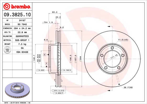 A.B.S. 09.3825.10 BREMBO Bremsscheibe