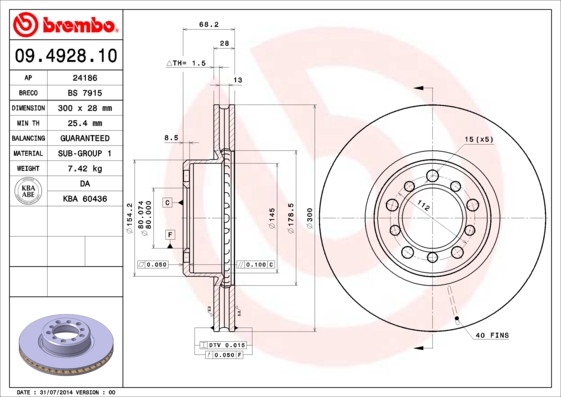 A.B.S. 09.4928.10 BREMBO Bremsscheibe