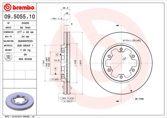 A.B.S. 09.5055.10 BREMBO Bremsscheibe