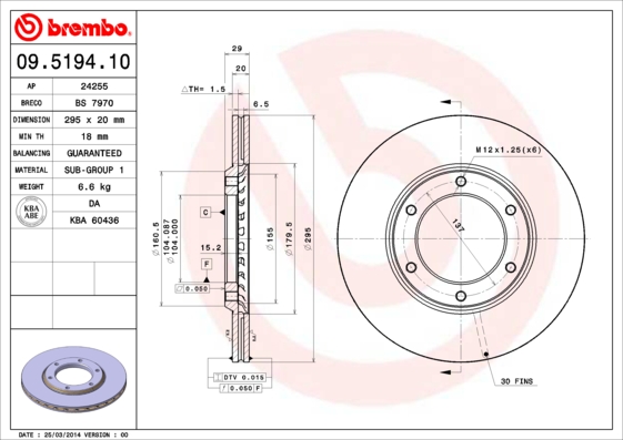 A.B.S. 09.5194.10 BREMBO Bremsscheibe
