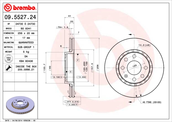 A.B.S. 09.5527.24 BREMBO Bremsscheibe