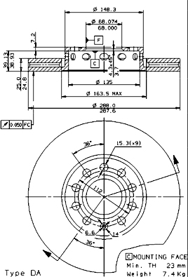 A.B.S. 09.5745.21 BREMBO COATED DISC LINE Bremsscheibe