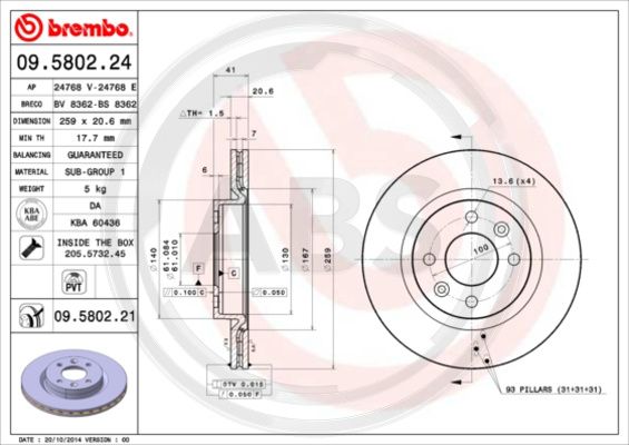 A.B.S. 09.5802.21 Bremsscheibe