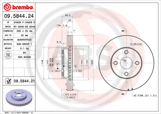 A.B.S. 09.5844.21 Bremsscheibe