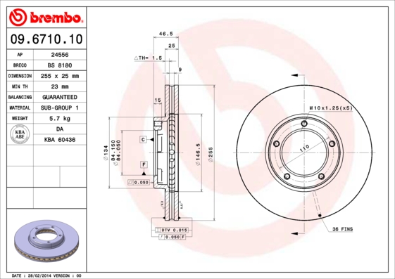 A.B.S. 09.6710.10 BREMBO Bremsscheibe