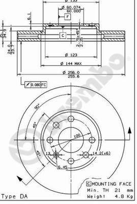 A.B.S. 09.7628.11 BREMBO COATED DISC LINE Bremsscheibe