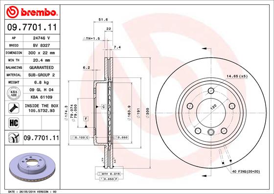 A.B.S. 09.7701.11 BREMBO COATED DISC LINE Bremsscheibe