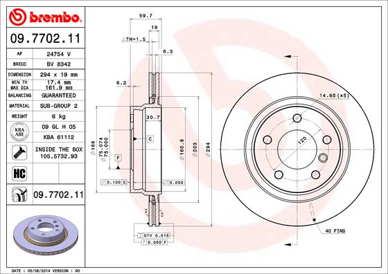 A.B.S. 09.7702.11 BREMBO COATED DISC LINE Bremsscheibe