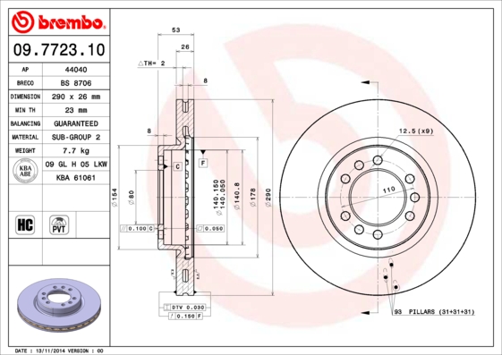 A.B.S. 09.7723.10 BREMBO Bremsscheibe