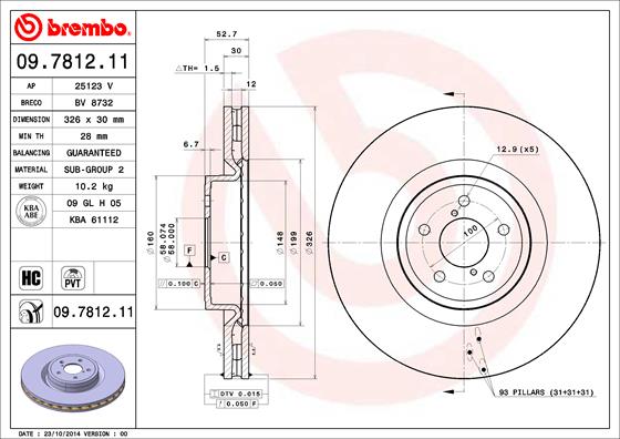 A.B.S. 09.7812.11 BREMBO COATED DISC LINE Bremsscheibe