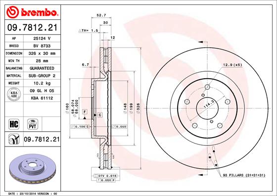 A.B.S. 09.7812.21 BREMBO COATED DISC LINE Bremsscheibe