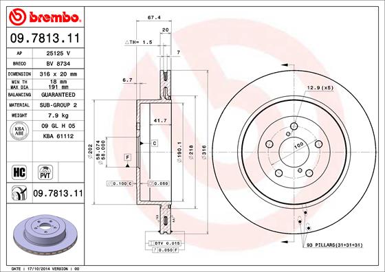 A.B.S. 09.7813.11 BREMBO COATED DISC LINE Bremsscheibe