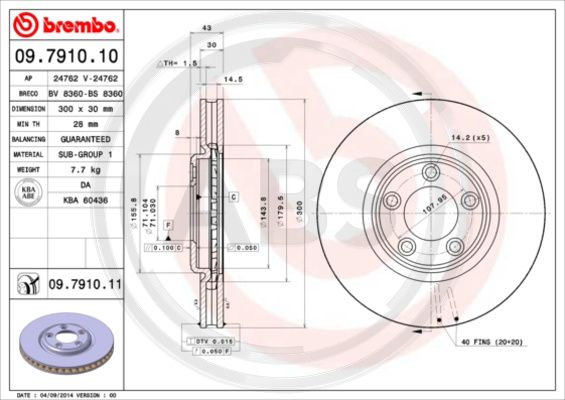 A.B.S. 09.7910.11 Bremsscheibe