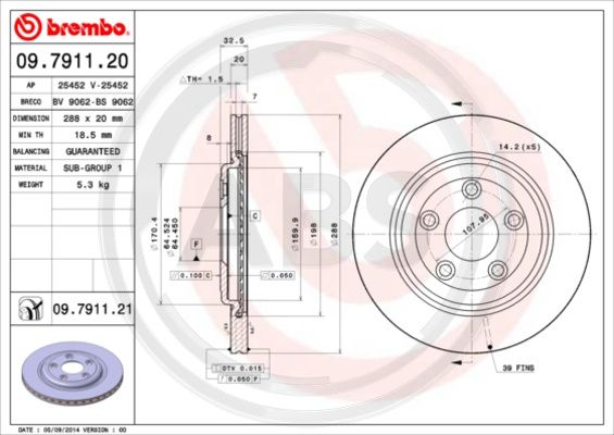 A.B.S. 09.7911.21 Bremsscheibe