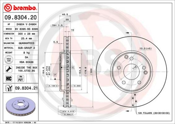 A.B.S. 09.8304.21 Bremsscheibe