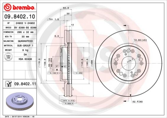 A.B.S. 09.8402.11 Bremsscheibe