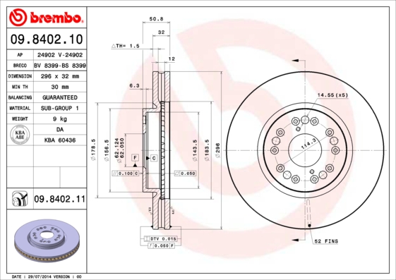 A.B.S. 09.8402.11 BREMBO COATED DISC LINE Bremsscheibe