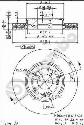 A.B.S. 09.8411.11 BREMBO COATED DISC LINE Bremsscheibe