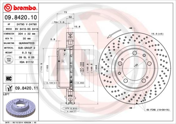 A.B.S. 09.8420.11 Bremsscheibe