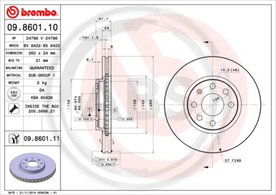 A.B.S. 09.8601.11 Bremsscheibe