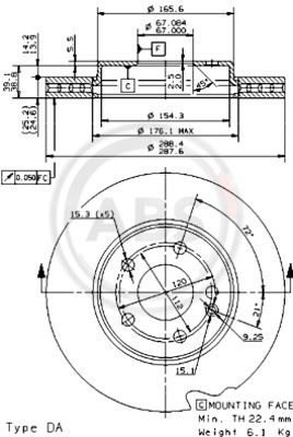 A.B.S. 09.8681.11 Bremsscheibe