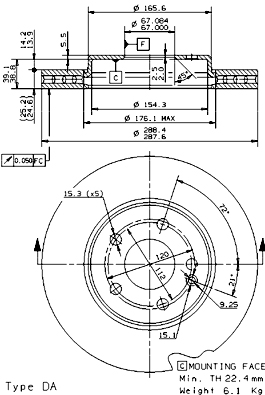 A.B.S. 09.8681.11 BREMBO COATED DISC LINE Bremsscheibe