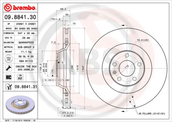 A.B.S. 09.8841.31 Bremsscheibe