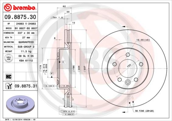 A.B.S. 09.8875.31 Bremsscheibe