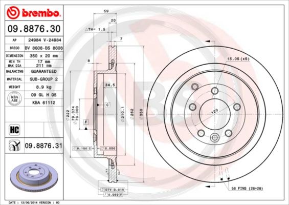 A.B.S. 09.8876.31 Bremsscheibe