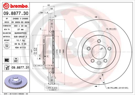 A.B.S. 09.8877.31 Bremsscheibe