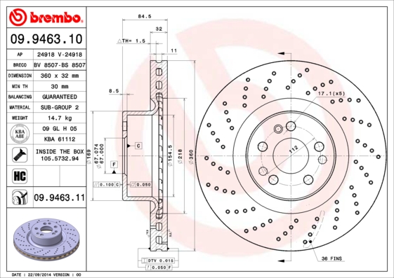 A.B.S. 09.9463.10 Bremsscheibe