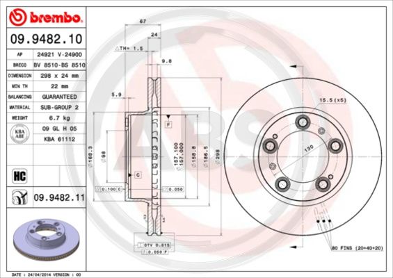 A.B.S. 09.9482.11 Bremsscheibe