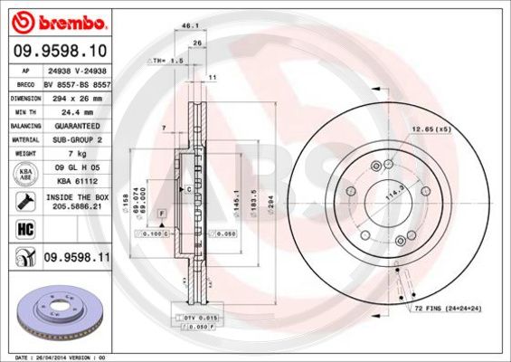 A.B.S. 09.9598.11 Bremsscheibe