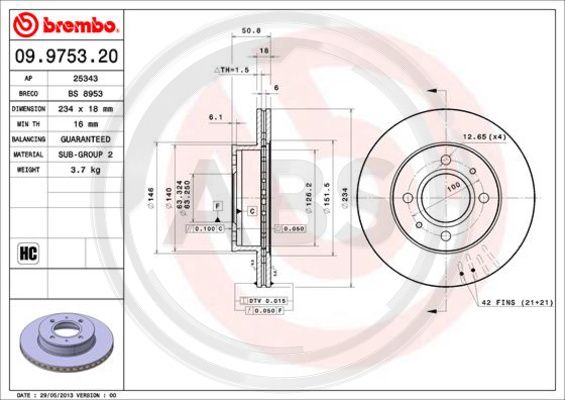 A.B.S. 09.9753.21 Bremsscheibe