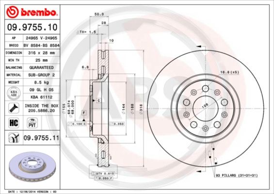 A.B.S. 09.9755.11 Bremsscheibe